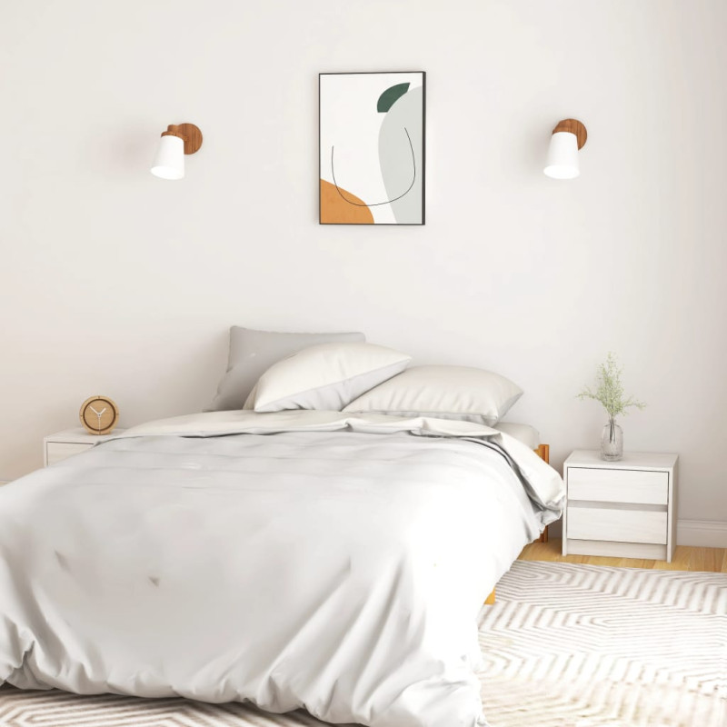Produktbild för Sängbord 2 st vit 40x30,5x35,5 cm massiv furu