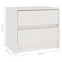Miniatyr av produktbild för Sängbord 2 st vit 40x30,5x35,5 cm massiv furu