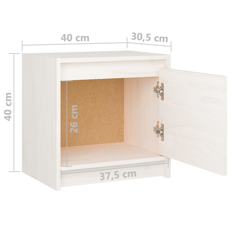 Produktbild för Sängbord 2 st vit 40x30,5x40 cm massiv furu
