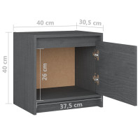 Miniatyr av produktbild för Sängbord 2 st grå 40x30,5x40 cm massiv furu
