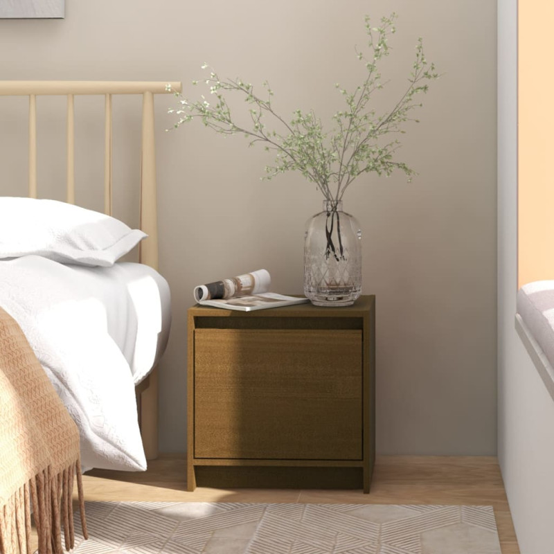 Produktbild för Sängbord honungsbrun 40x30,5x40 cm massiv furu