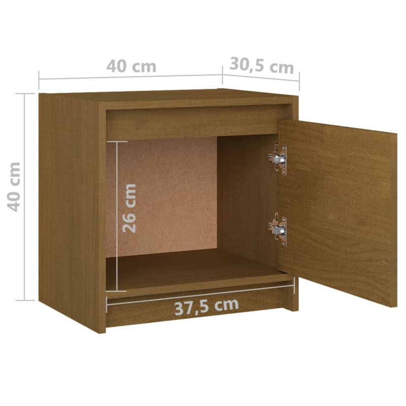 Produktbild för Sängbord honungsbrun 40x30,5x40 cm massiv furu