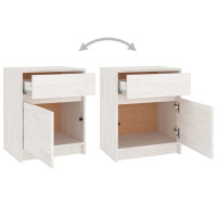 Miniatyr av produktbild för Sängbord 2 st vit 40x31x50 cm massivt furu