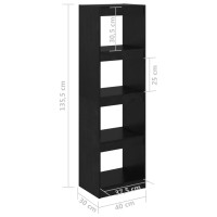 Produktbild för Bokhylla/Rumsavdelare svart 40x30x135,5 cm furu