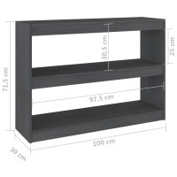 Miniatyr av produktbild för Bokhylla/Rumsavdelare grå 100x30x71,5 cm furu