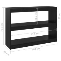 Miniatyr av produktbild för Bokhylla/Rumsavdelare svart 100x30x71,5 cm furu