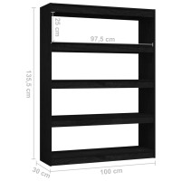 Produktbild för Bokhylla/Rumsavdelare svart 100x30x135,5 cm furu