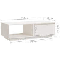 Miniatyr av produktbild för Soffbord vit 110x50x33,5 cm massiv furu