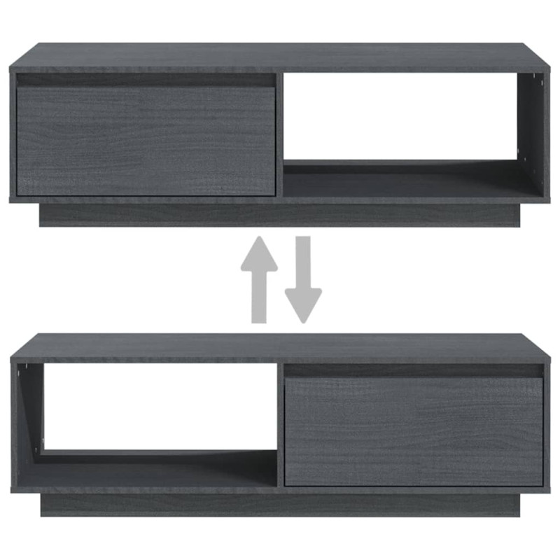 Produktbild för Soffbord grå 110x50x33,5 cm massiv furu