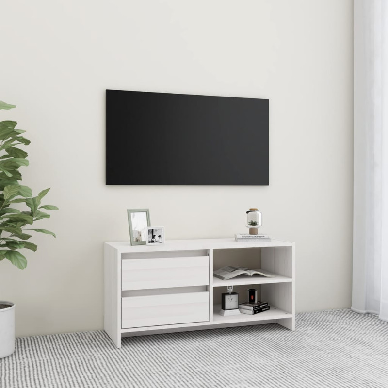 Produktbild för TV-bänk vit 80x31x39 cm massiv furu