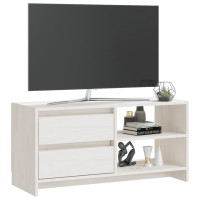 Miniatyr av produktbild för TV-bänk vit 80x31x39 cm massiv furu