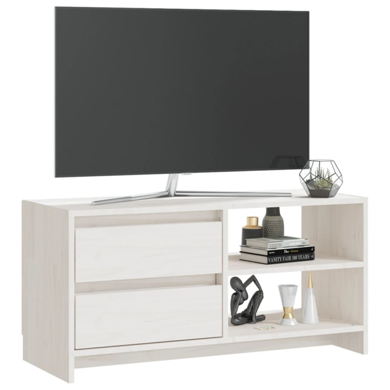 Produktbild för TV-bänk vit 80x31x39 cm massiv furu