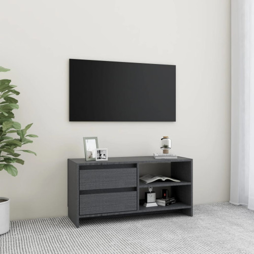 vidaXL TV-bänk grå 80x31x39 cm massiv furu