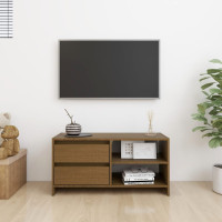 Miniatyr av produktbild för TV-bänk honungsbrun 80x31x39 cm massiv furu