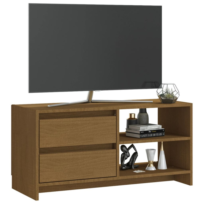 Produktbild för TV-bänk honungsbrun 80x31x39 cm massiv furu