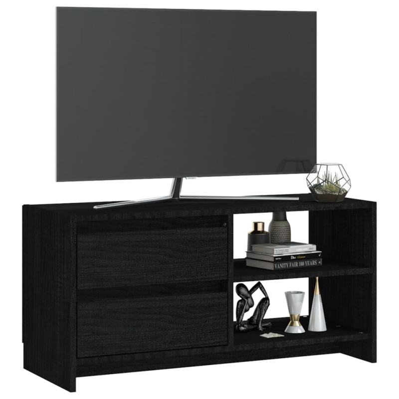 Produktbild för TV-bänk svart 80x31x39 cm massiv furu