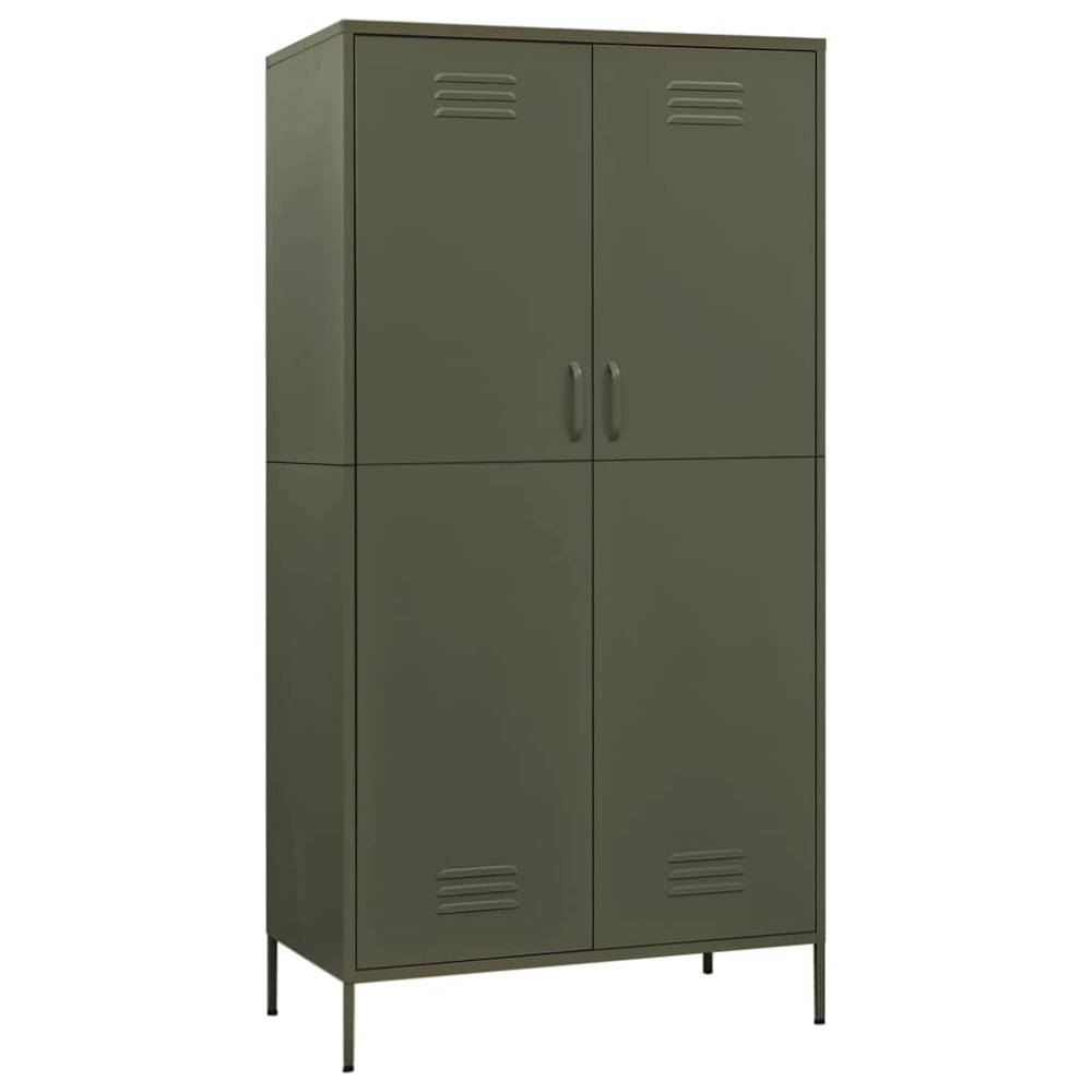 Produktbild för Garderob olivgrön 90x50x180 cm stål