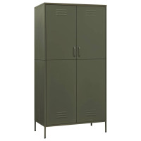 Produktbild för Garderob olivgrön 90x50x180 cm stål