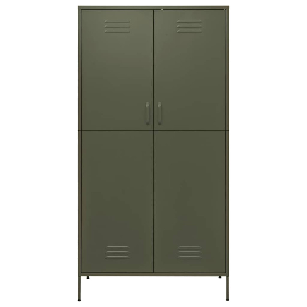 Produktbild för Garderob olivgrön 90x50x180 cm stål