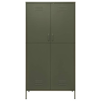 Produktbild för Garderob olivgrön 90x50x180 cm stål