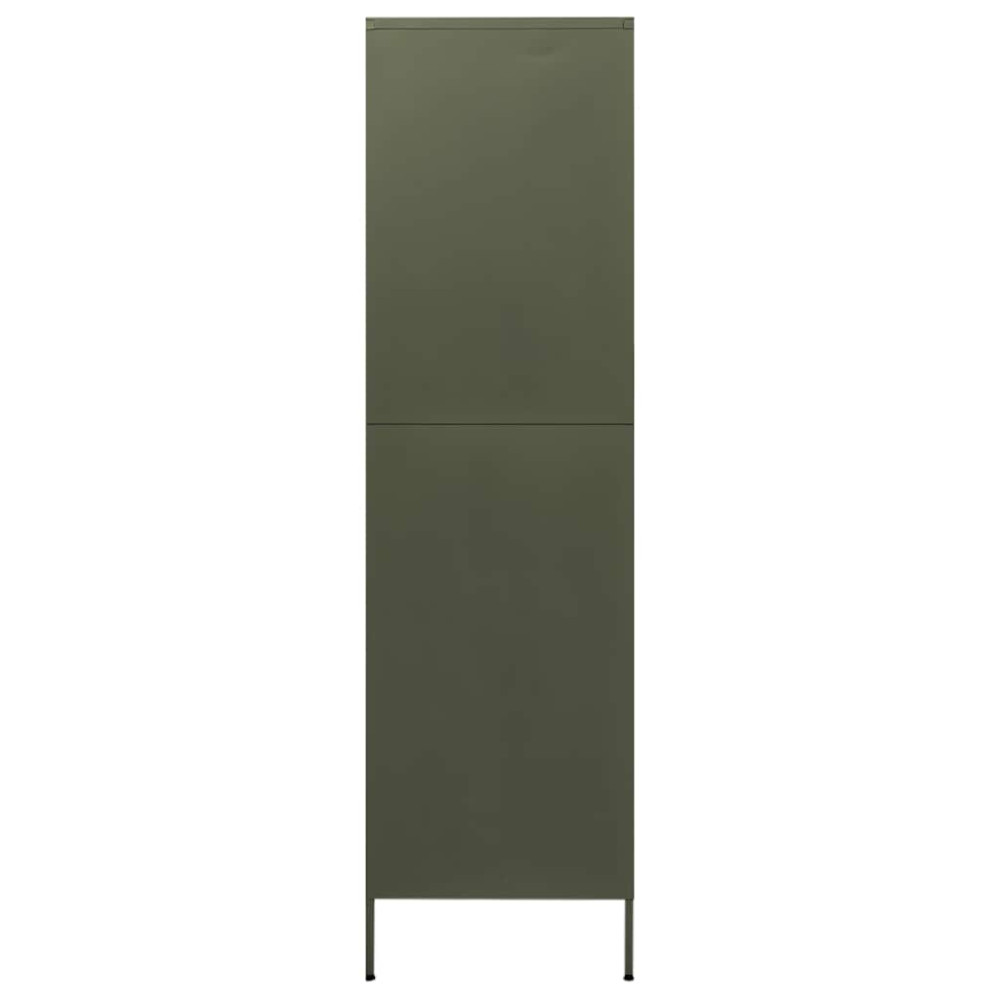 Produktbild för Garderob olivgrön 90x50x180 cm stål