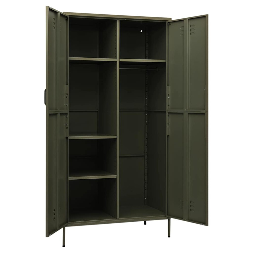 Produktbild för Garderob olivgrön 90x50x180 cm stål