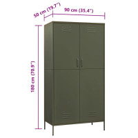 Produktbild för Garderob olivgrön 90x50x180 cm stål