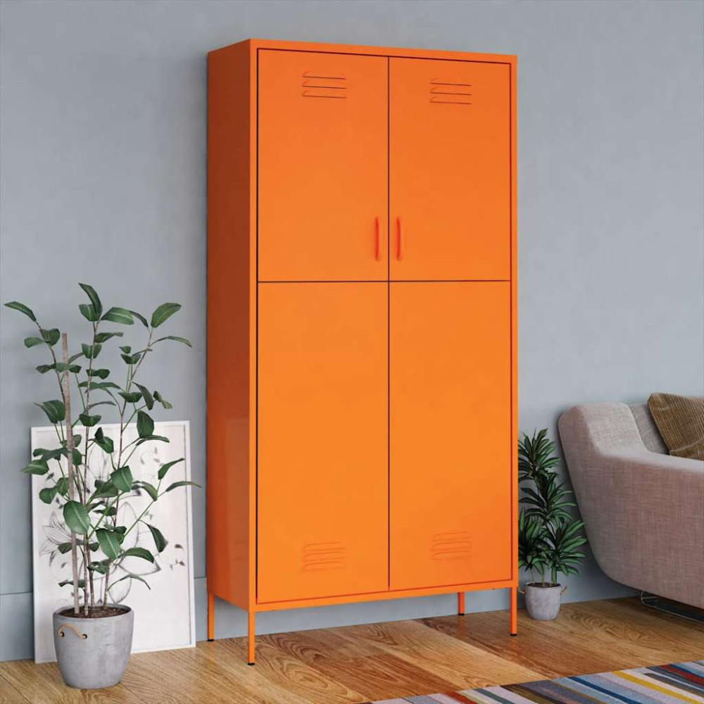 Produktbild för Garderob 90x50x180 cm Orange stål