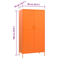 Produktbild för Garderob 90x50x180 cm Orange stål