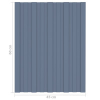 Miniatyr av produktbild för Takprofiler 12 st galvaniserat stål grå 60x45 cm