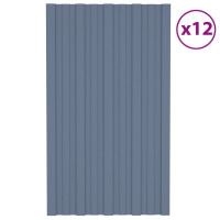 Produktbild för Takprofiler 12 st galvaniserat stål grå 80x45 cm