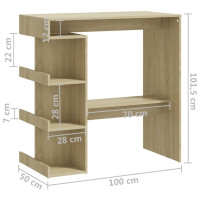Produktbild för Barbord med hyllor sonoma-ek 100x50x101,5 cm konstruerat trä