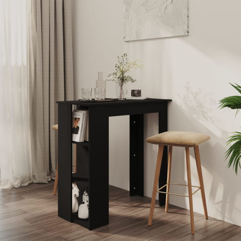 Produktbild för Barbord med hylla svart 102x50x103,5 cm konstruerat trä