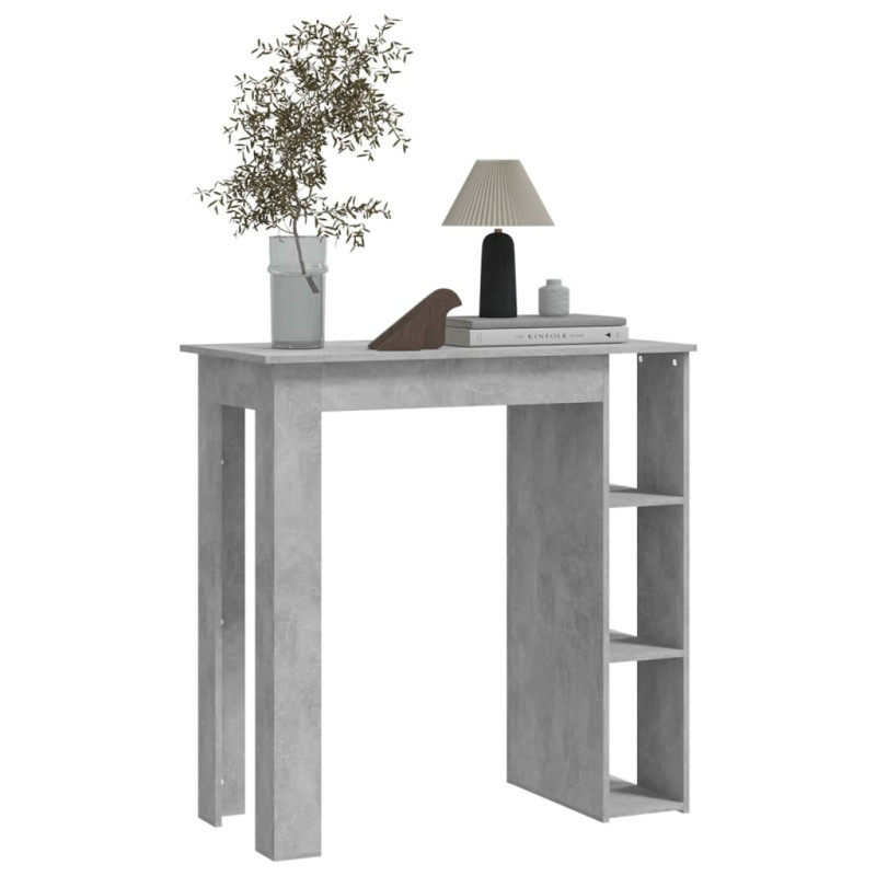 Produktbild för Barbord med hylla betonggrå 102x50x103,5 cm konstruerat trä