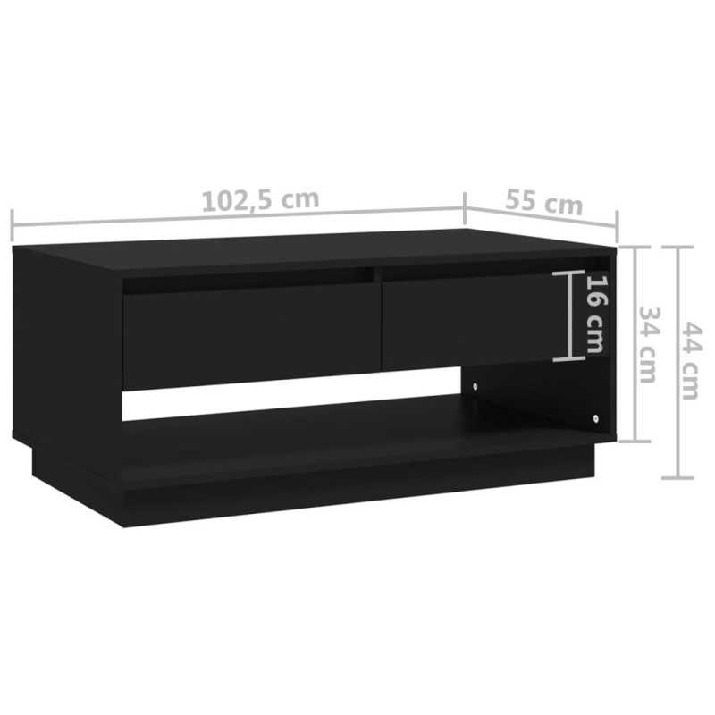 Produktbild för Soffbord svart 102,5x55x44 cm konstruerat trä