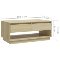 Miniatyr av produktbild för Soffbord sonoma-ek 102,5x55x44 cm konstruerat trä