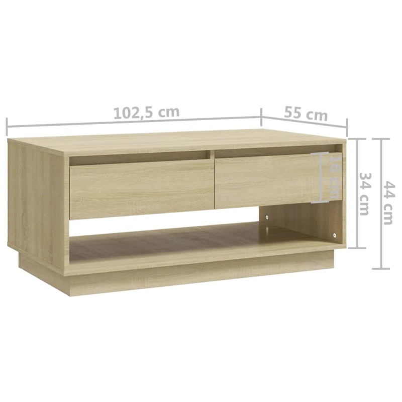 Produktbild för Soffbord sonoma-ek 102,5x55x44 cm konstruerat trä