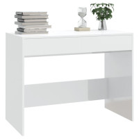 Produktbild för Skrivbord vit högglans 101x50x76,5 cm konstruerat trä