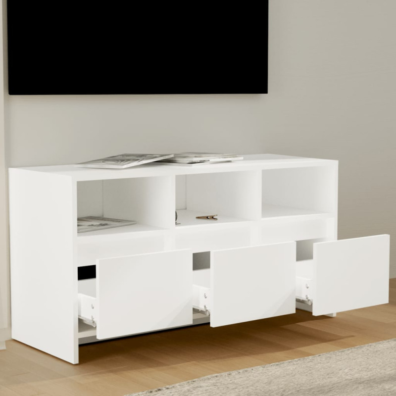 Produktbild för Tv-bänk vit 102x37,5x52,5 cm konstruerat trä