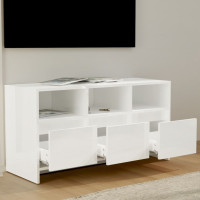 Miniatyr av produktbild för Tv-bänk vit högglans 102x37,5x52,5 cm konstruerat trä