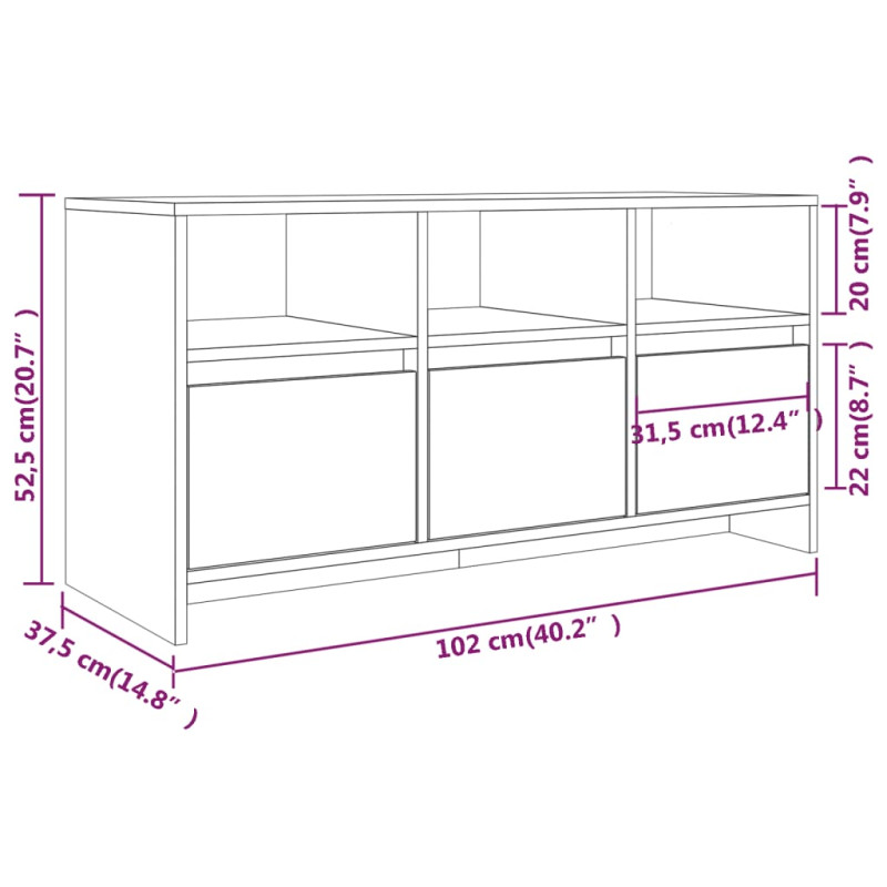 Produktbild för Tv-bänk vit högglans 102x37,5x52,5 cm konstruerat trä