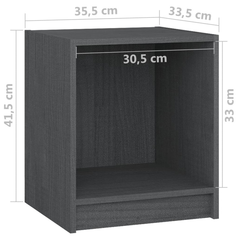 Produktbild för Sängbord grå 35,5x33,5x41,5 cm massiv furu