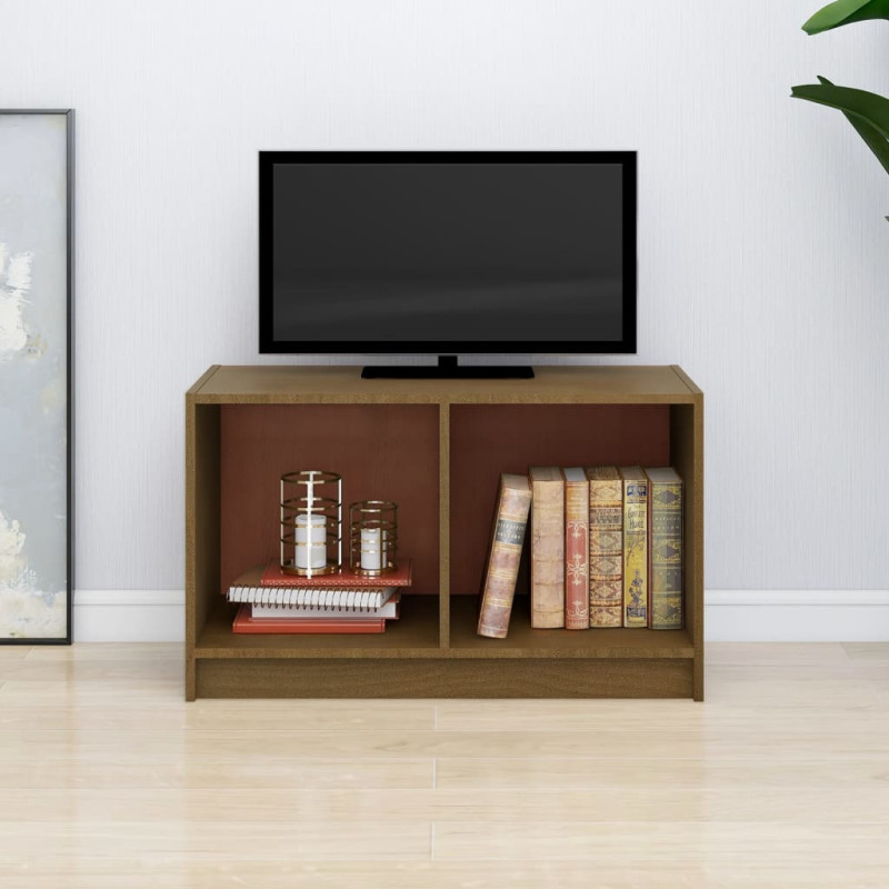 Produktbild för TV-bänk honungsbrun 70x33x42 cm massiv furu