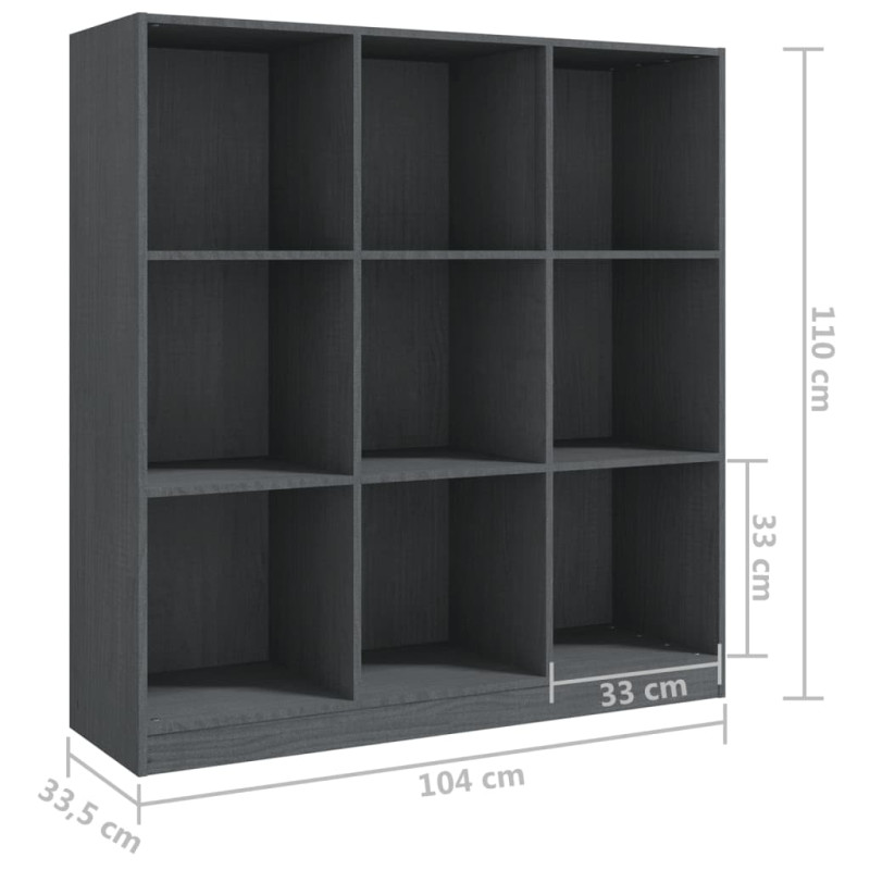 Produktbild för Bokhylla/rumsavdelare 104x33,5x110 cm massiv furu grå