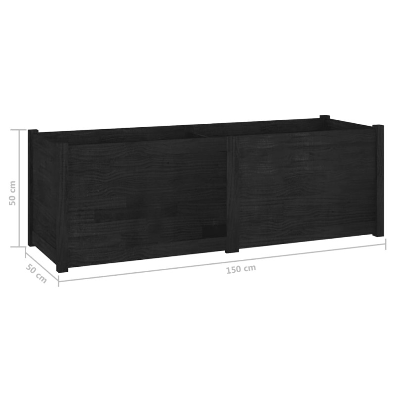 Produktbild för Odlingslåda svart 150x50x50 cm massiv furu
