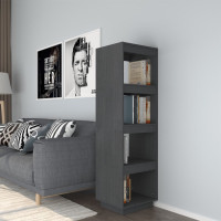 Produktbild för Bokhylla/Rumsavdelare grå 40x35x135 cm massiv furu