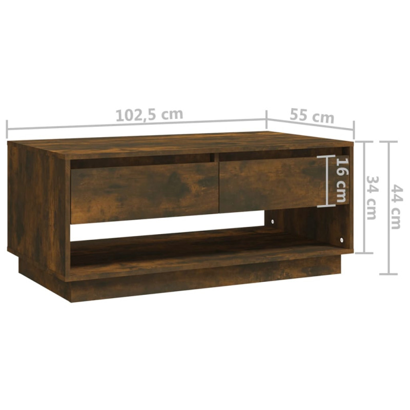 Produktbild för Soffbord rökfärgad ek 102,5x55x44 cm konstruerat trä