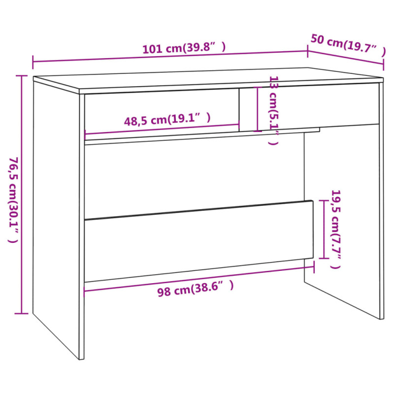 Produktbild för Skrivbord grå sonoma 101x50x76,5 cm konstruerat trä