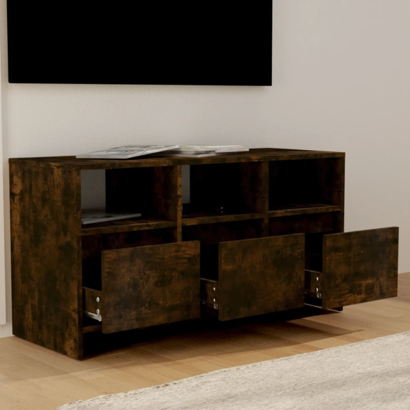 Produktbild för Tv-bänk rökfärgad ek 102x37,5x52,5 cm konstruerat trä