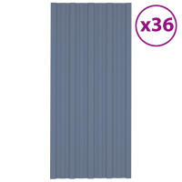 Produktbild för Takprofiler 36st galvaniserat stål grå 100x45 cm